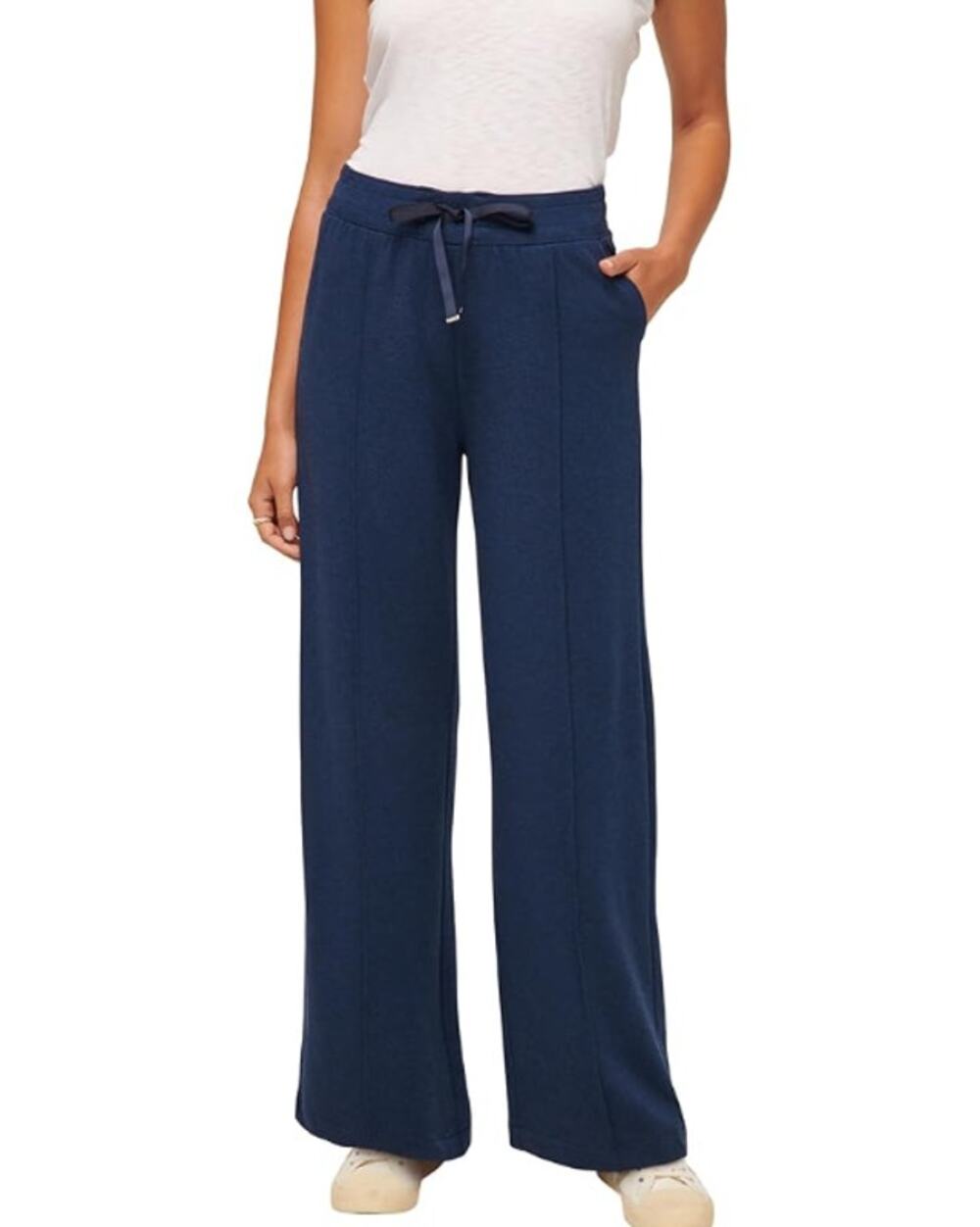 TRAVIS MATHEW Women's Cloud Terry Wide Leg Pants Medium Navy Blazer Lounge NWT